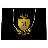 Monogram zwart-gouden koninklijk emblem groot cadeauzakje (Voorkant)
