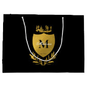Monogram zwart-gouden koninklijk emblem groot cadeauzakje (Achterkant)