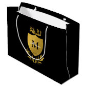 Monogram zwart-gouden koninklijk emblem groot cadeauzakje (Achterkant Gekanteld)