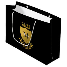 Monogram zwart-gouden koninklijk emblem groot cadeauzakje