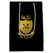 Monogram zwart-gouden koninklijk emblem medium cadeauzakje (Achterkant)