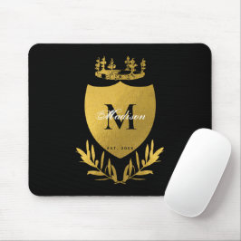 Monogram zwart-gouden koninklijk emblem muismat