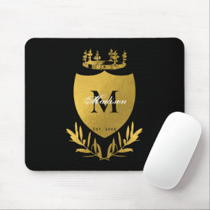 Monogram zwart-gouden koninklijk emblem muismat