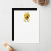 Monogram zwart-gouden koninklijk emblem notitiekaartje (Voorkant / Achterkant in situ)