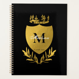 Monogram zwart-gouden koninklijk emblem planner