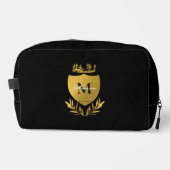 Monogram zwart-gouden koninklijk emblem toilettasje (Voorkant)