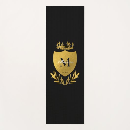 Monogram zwart-gouden koninklijk emblem yogamat (Voorkant)