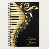 Monogram Zwart-gouden Muzieknoten Ontwerp Planner (Voorkant)