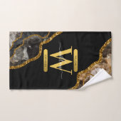 Monogram zwart-goudgrijs bad handdoek (Handdoek)