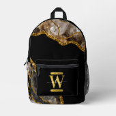 Monogram zwart-goudgrijs bedrukte rugzak (Voorkant)