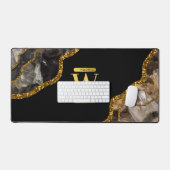 Monogram zwart-goudgrijs bureaumat (Keyboard & Muis)