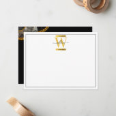 Monogram zwart-goudgrijs notitiekaartje (Voorkant / Achterkant in situ)