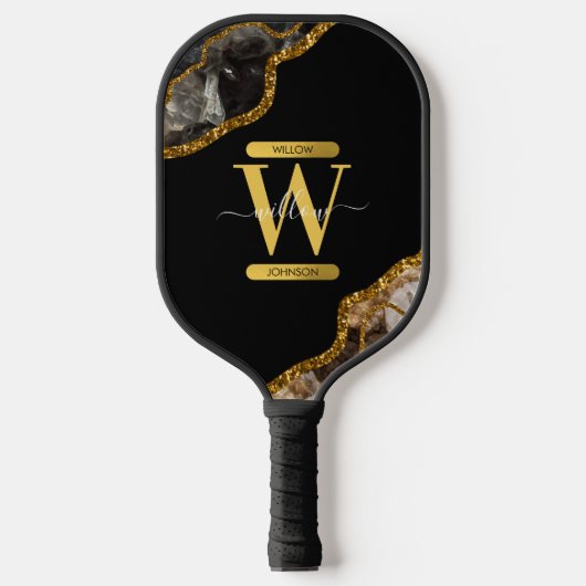 Monogram zwart-goudgrijs pickleball paddle (Voorkant)