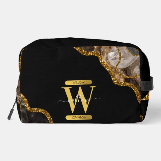 Monogram zwart-goudgrijs toilettasje (Achterkant)