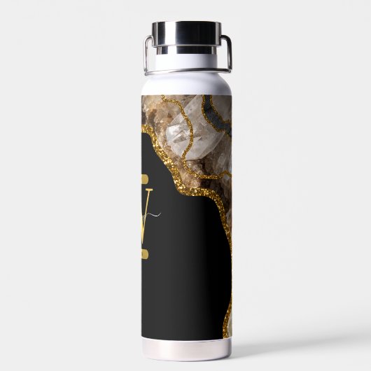 Monogram zwart-goudgrijs waterfles (Achterkant)