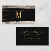 Monogram zwart/goudpenseel | Hout Visitekaartje (Voorkant / Achterkant)