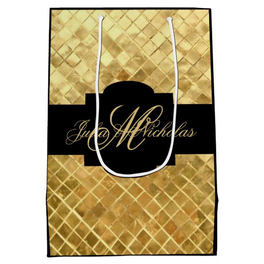 Monogram zwart & goudtas met 50e Jubileum Medium Cadeauzakje (Achterkant)