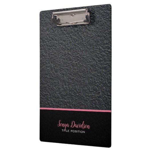 Monogram zwart graniet en roze streep klembord (Links)