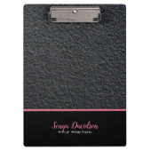 Monogram zwart graniet en roze streep klembord (Voorkant)