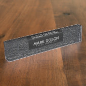 Monogram zwart graniet patroon naambordje (Zijkant)