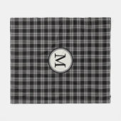 Monogram zwart grijs en wit speldenpatroon fleece deken (Voorkant (Horizontaal))