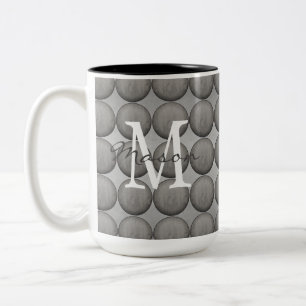 Monogram zwart, grijs en witte poka tweekleurige koffiemok