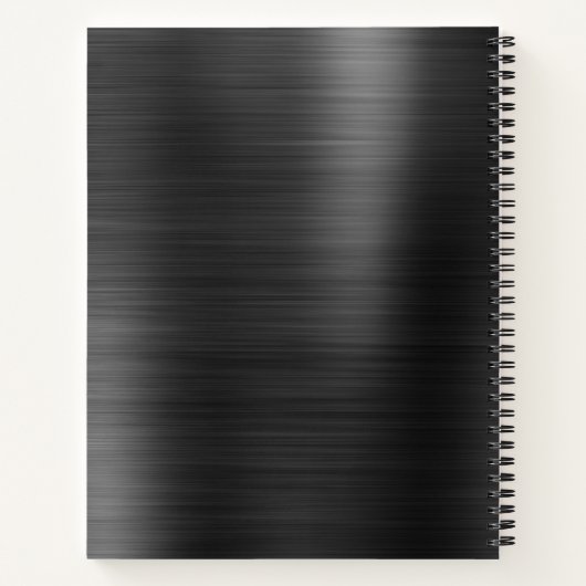 Monogram zwart grijs Faux metaal staal gestileerd  Notitieboek (Achterkant)