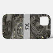 Monogram Zwart Grijs Goud Marmer Agaat Strata Case-Mate iPhone Case (Achterkant (horizontaal))