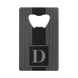 Monogram zwart/grijs pinstripe creditkaart flessenopener