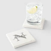 Monogram zwart grijs Script Name Initiaal Stenen Onderzetter (Zijkant)