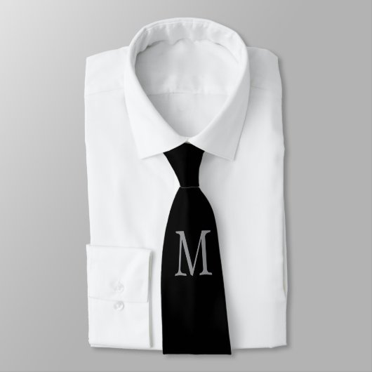 Monogram Zwart Grijs Speciale Gift Geliefden Stropdas (Gebonden)