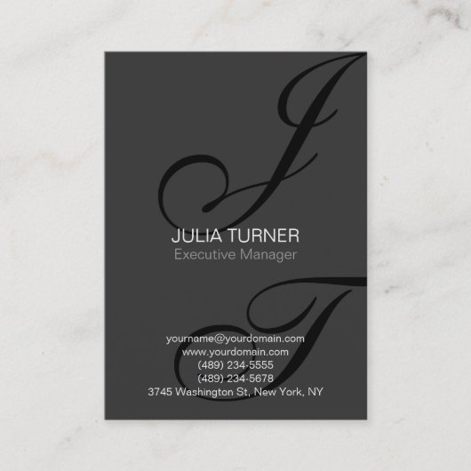 Monogram zwart, grijs, uniek visitekaartje (Voorkant)