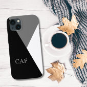 Monogram Zwart Grijs Wit Geometrisch Minimalistisc iPhone 15 Case