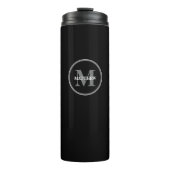Monogram Zwart grijs wit Gepersonaliseerd Thermosbeker (Voorkant)