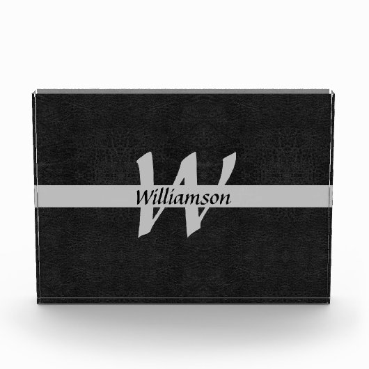 Monogram zwart & grijze naam Initiaal Kantoor Cade Fotoblokken (Voorkant)