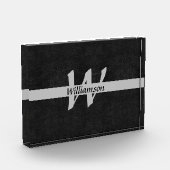 Monogram zwart & grijze naam Initiaal Kantoor Cade Fotoblokken (Links)