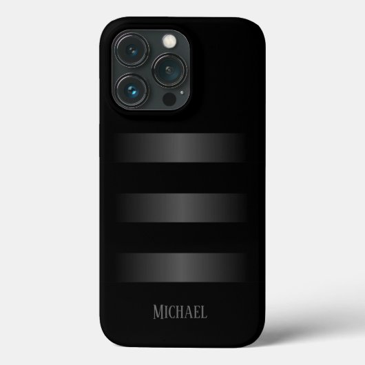 Monogram zwart grijze striptiepatroon Case-Mate iPhone case (Achterkant)