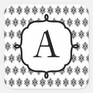 Monogram Zwart Kant Bruiloft Zakelijke Stickers