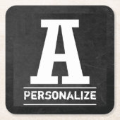 Monogram zwart karton, alle letters A-Z Kartonnen Onderzetters (Voorkant)