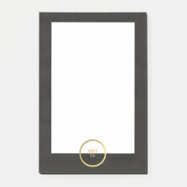 Monogram zwart karton Gold Foil Simple Modern Post-it® Notes