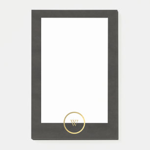 Monogram zwart karton Gold Foil Simple Modern Post-it® Notes