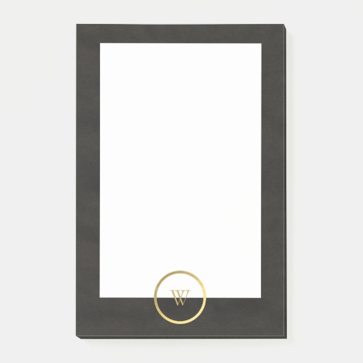Monogram zwart karton Gold Foil Simple Modern Post-it® Notes (Voorkant)
