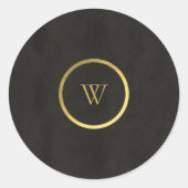 Monogram zwart karton Gold Foil Simple Modern Ronde Sticker (Voorkant)