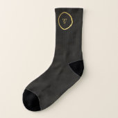 Monogram zwart karton Gold Foil Simple Modern Sokken (Links - buitenkant)