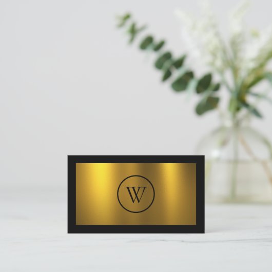 Monogram zwart karton Gold Foil Simple Modern Visitekaartje (Staand voorkant)