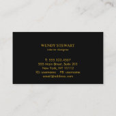 Monogram zwart karton Gold Foil Simple Modern Visitekaartje (Achterkant)