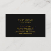 Monogram zwart karton Gold Foil Simple Modern Visitekaartje (Achterkant)