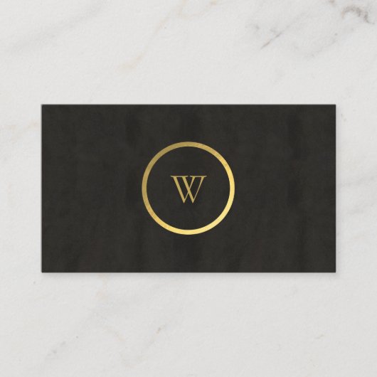 Monogram zwart karton Gold Foil Simple Modern Visitekaartje (Voorkant)