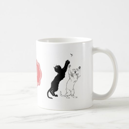 Monogram zwart Kat Kunst Nieuwe Kat Noir Steinlen Koffiemok (Rechts)