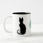 Monogram zwart Kat Kunst Nieuwe Kat Noir Steinlen Tweekleurige Koffiemok (Links)